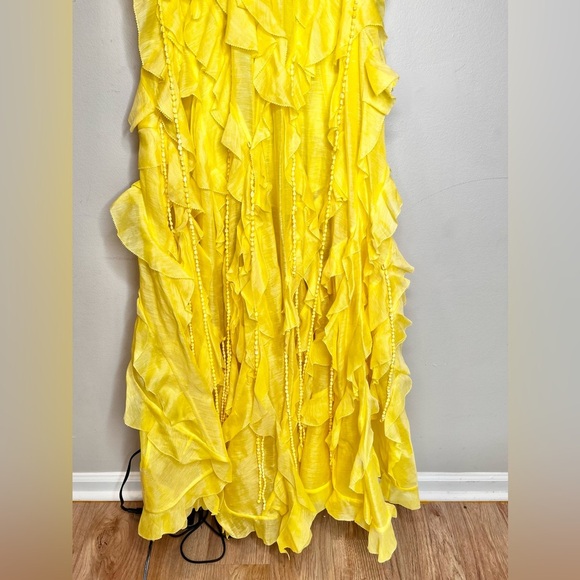 NWT Zimmermann Wonderland Silk Maxi Ruffles Dress Lemon Yellow Size 2/ Medium - Picture 9 of 14